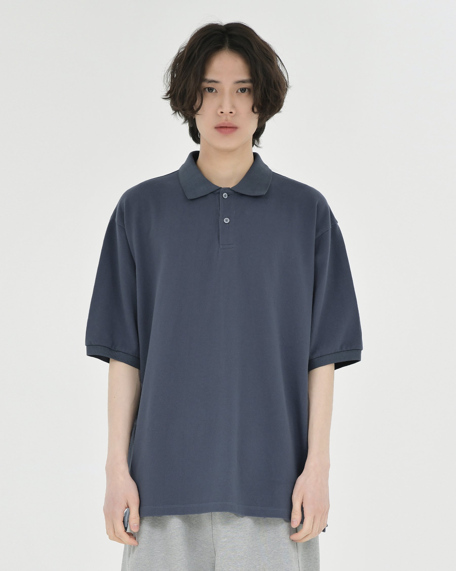Brownyard - Cotton Pique Shirt (Blue Grey) product image 1 | TRAB K-Fashion Australia