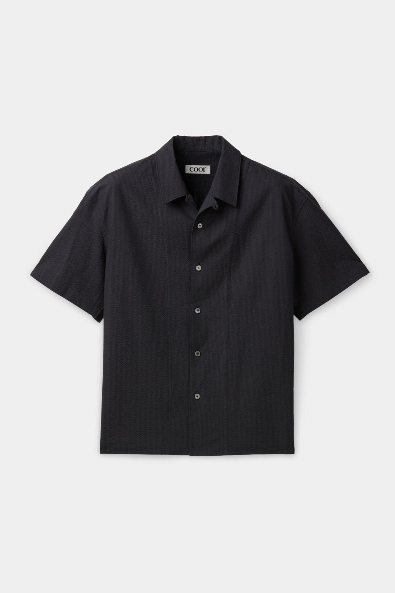 Coor - Panel Line Camp Collar Half Shirt (Dark Navy) product image 1 | TRAB K-Fashion Australia