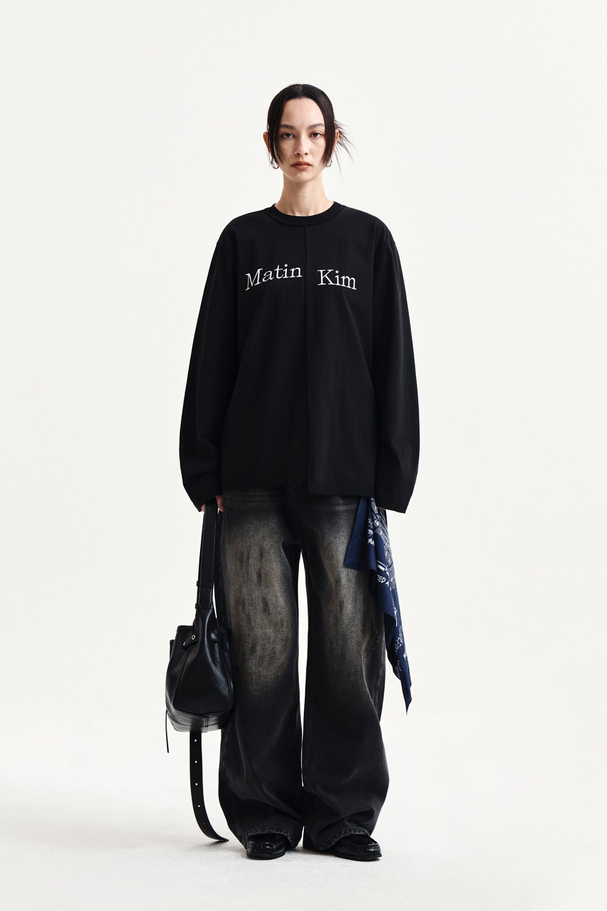 Matin Kim - Asymmetric Logo Top (Black) product image 8 | TRAB K-Fashion Australia