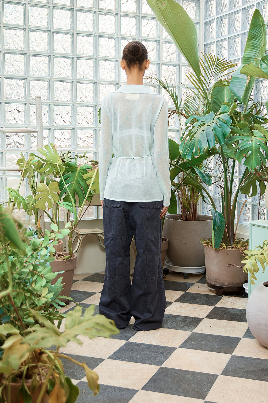 Matin Kim - String Point Plain Long Cardigan (Mint) product image 8 | TRAB K-Fashion Australia