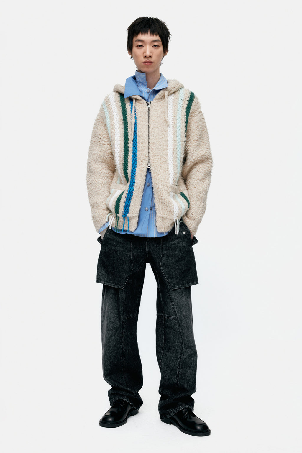 Andersson Bell - Unisex Raptor Layered Wide-Leg Jeans (Washed Black) product image 3 | TRAB K-Fashion Australia