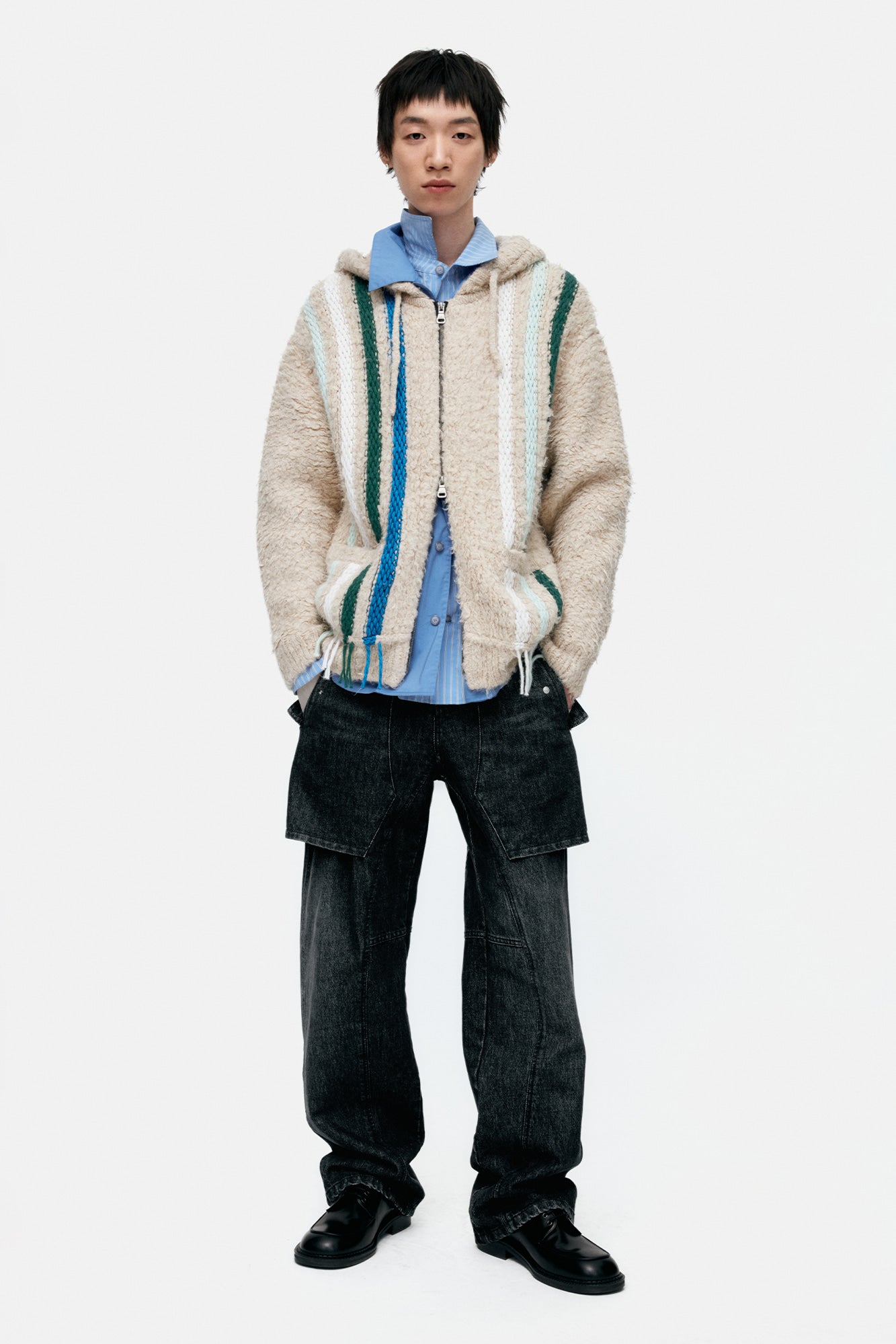 Andersson Bell - Unisex Raptor Layered Wide-Leg Jeans (Washed Black) product image 3 | TRAB K-Fashion Australia