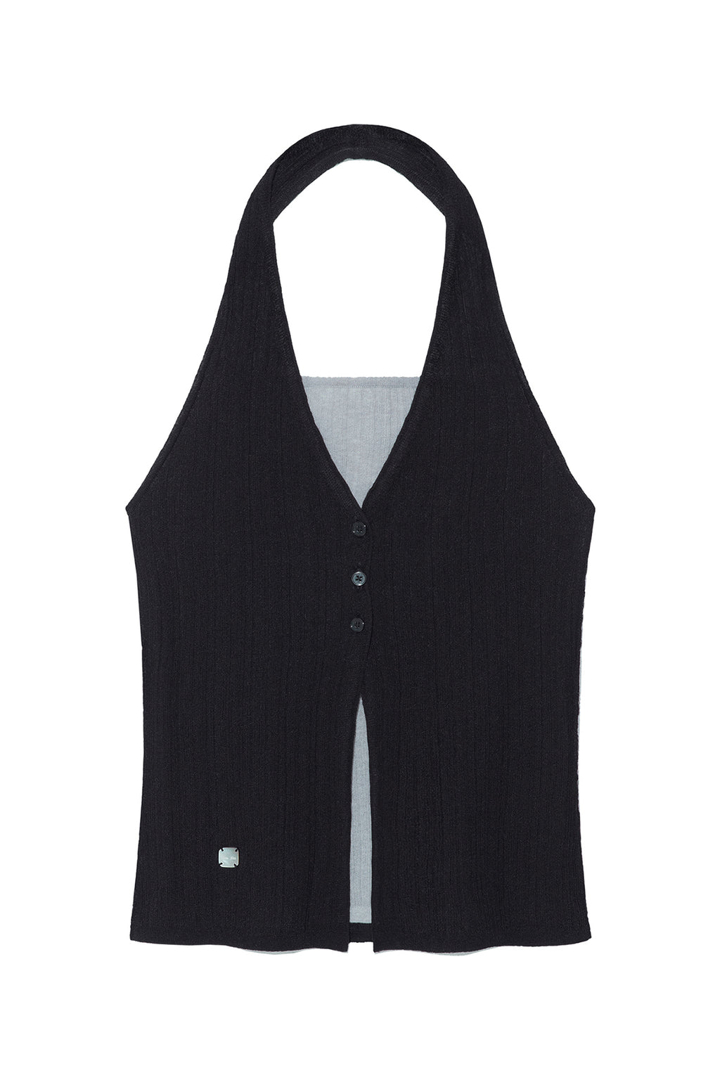 Matin Kim - Layered Button Halter Neck Top (Black) product image 1 | TRAB K-Fashion Australia