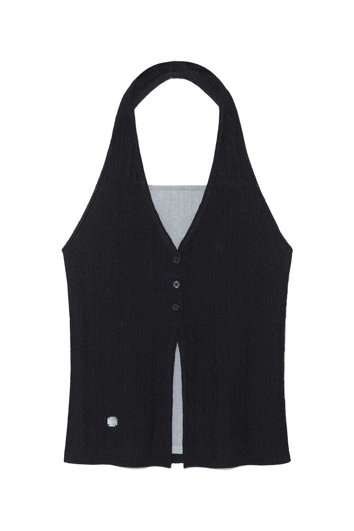 Matin Kim - Layered Button Halter Neck Top (Black) product image 1 | TRAB K-Fashion Australia
