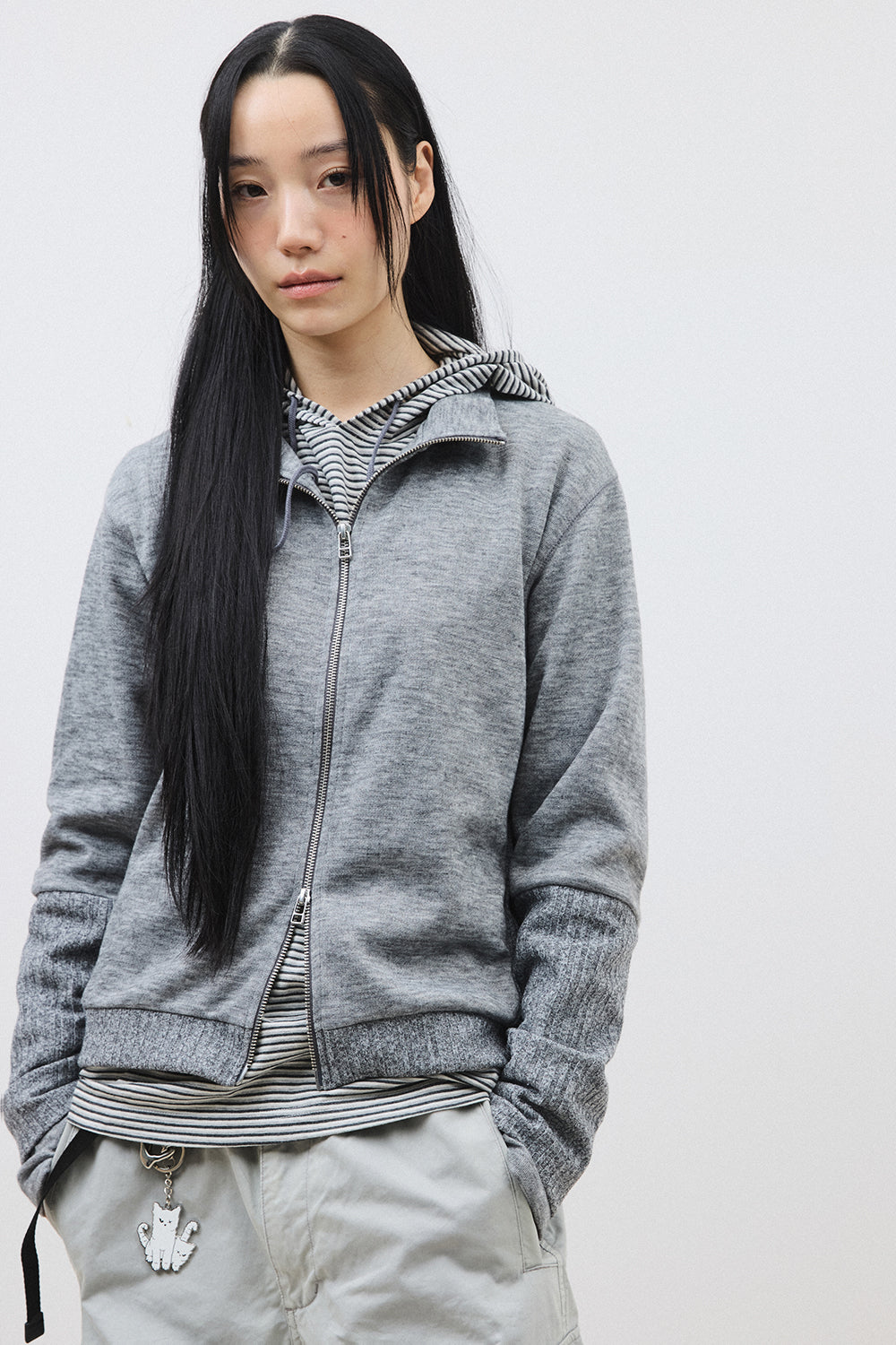 Hatchingroom - Double Sleeve Track Cardigan (M.Grey) product image 6 | TRAB K-Fashion Australia