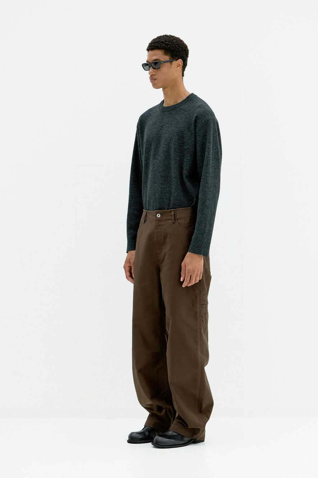 Coor - Deep Curved Jumbo Washed Pants (Washed Dark Brown) product image 3 | TRAB K-Fashion Australia