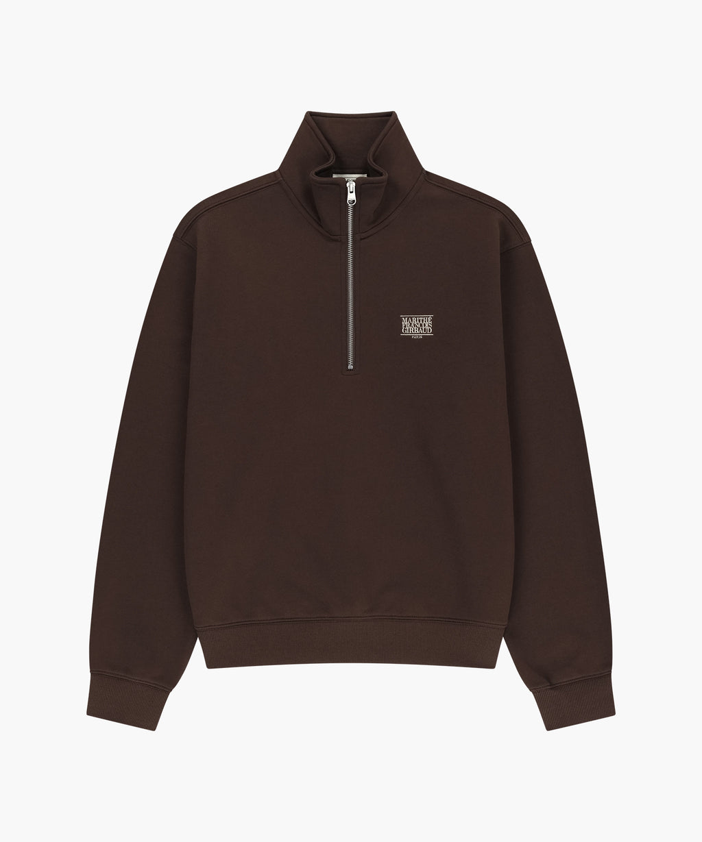 Marithe & Francois Girbaud - Small Classic Logo Half Zipup Sweatshirt (Dark Brown) product image 6 | TRAB K-Fashion Australia