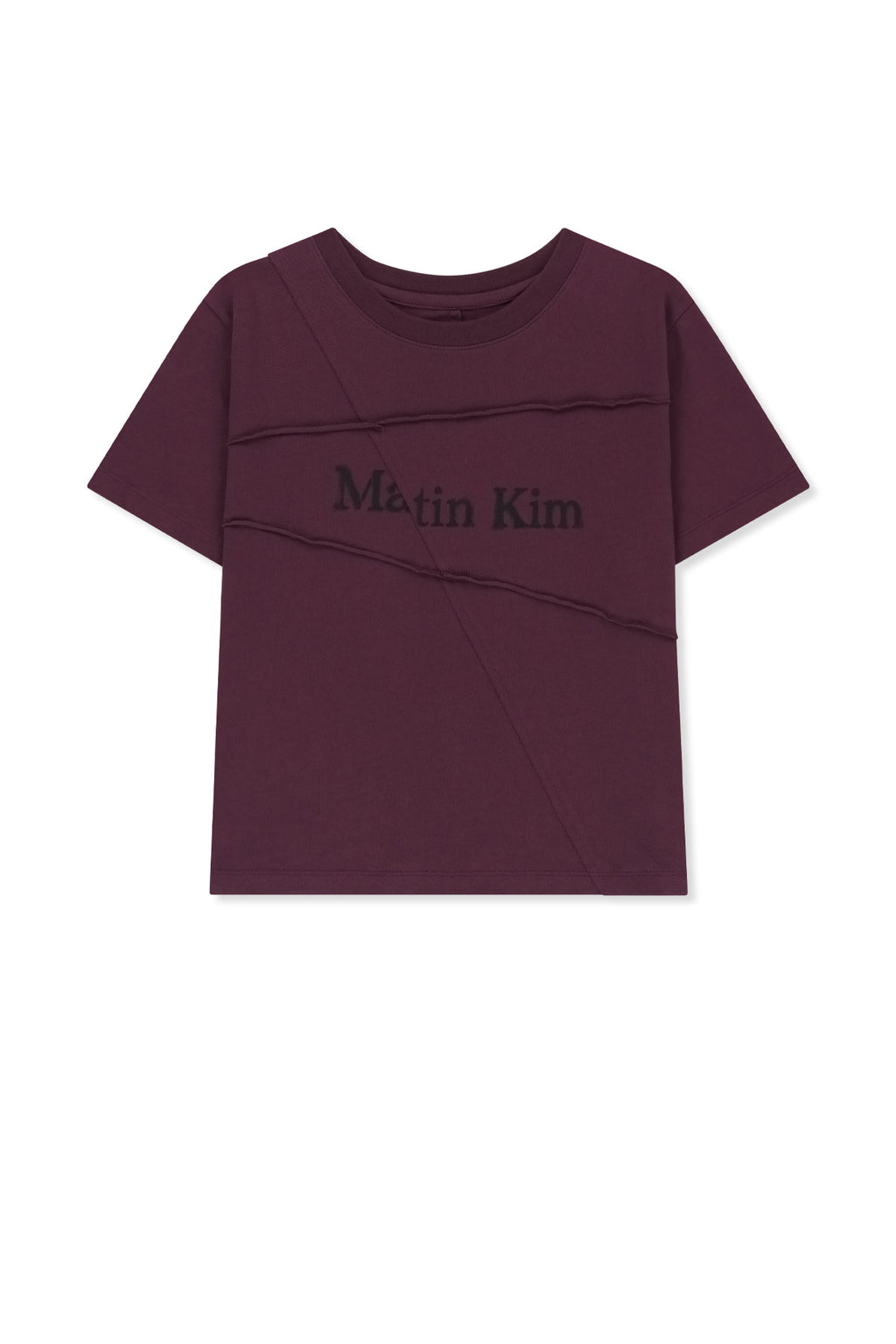 Matin Kim - Diagonal Cut Logo Crop Top (Purple) product image 1 | TRAB K-Fashion Australia
