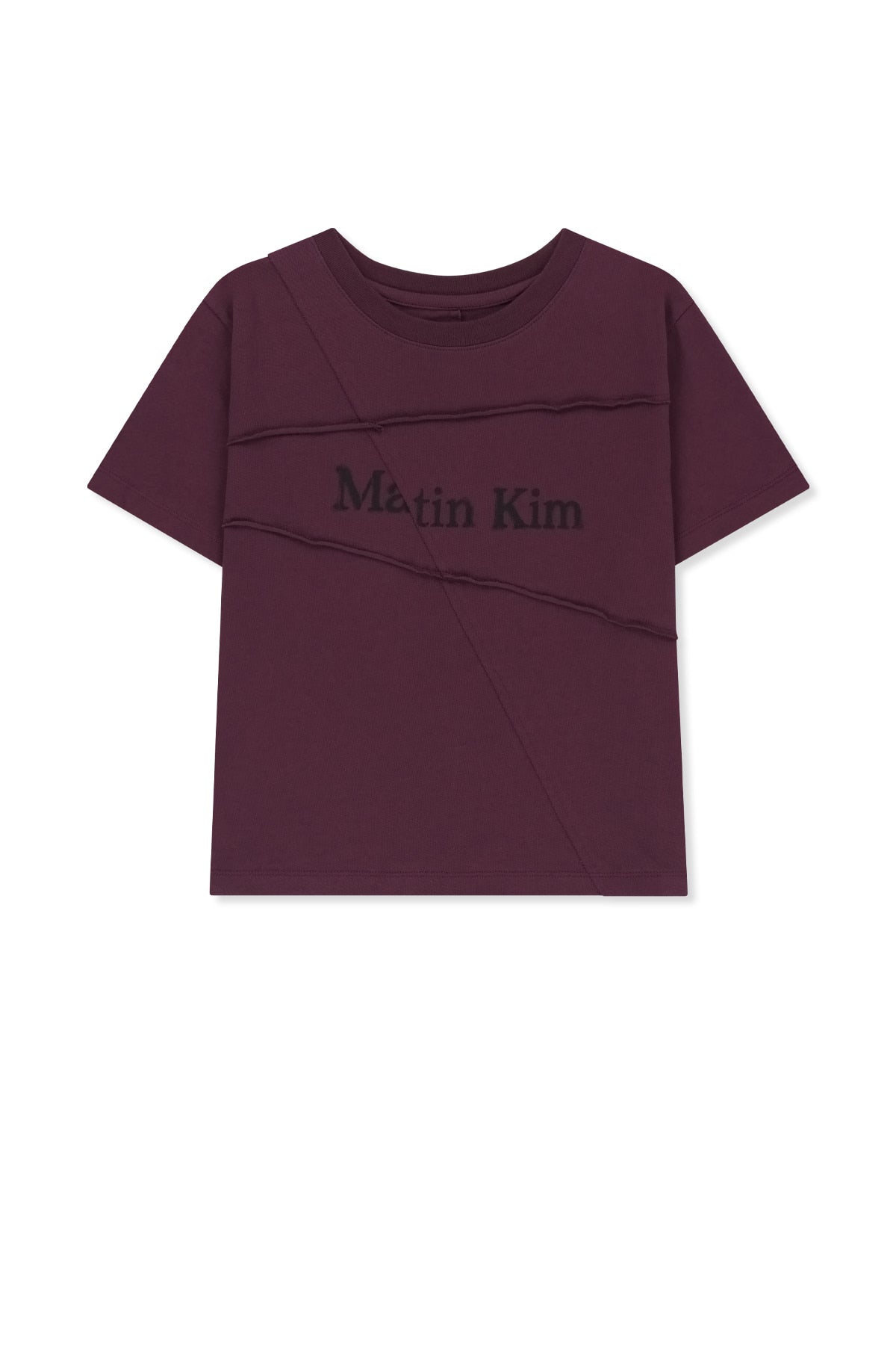 Matin Kim - Diagonal Cut Logo Crop Top (Purple) product image 1 | TRAB K-Fashion Australia