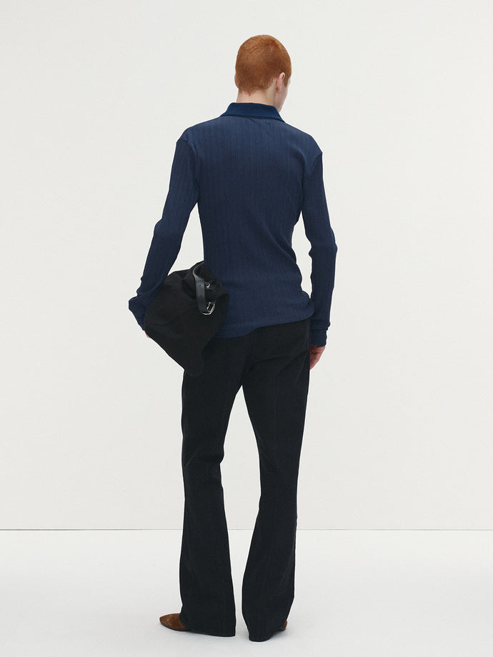 Tonywack - Easy Pleats Slim Polo Shirt (Navy Blue) product image 3 | TRAB K-Fashion Australia