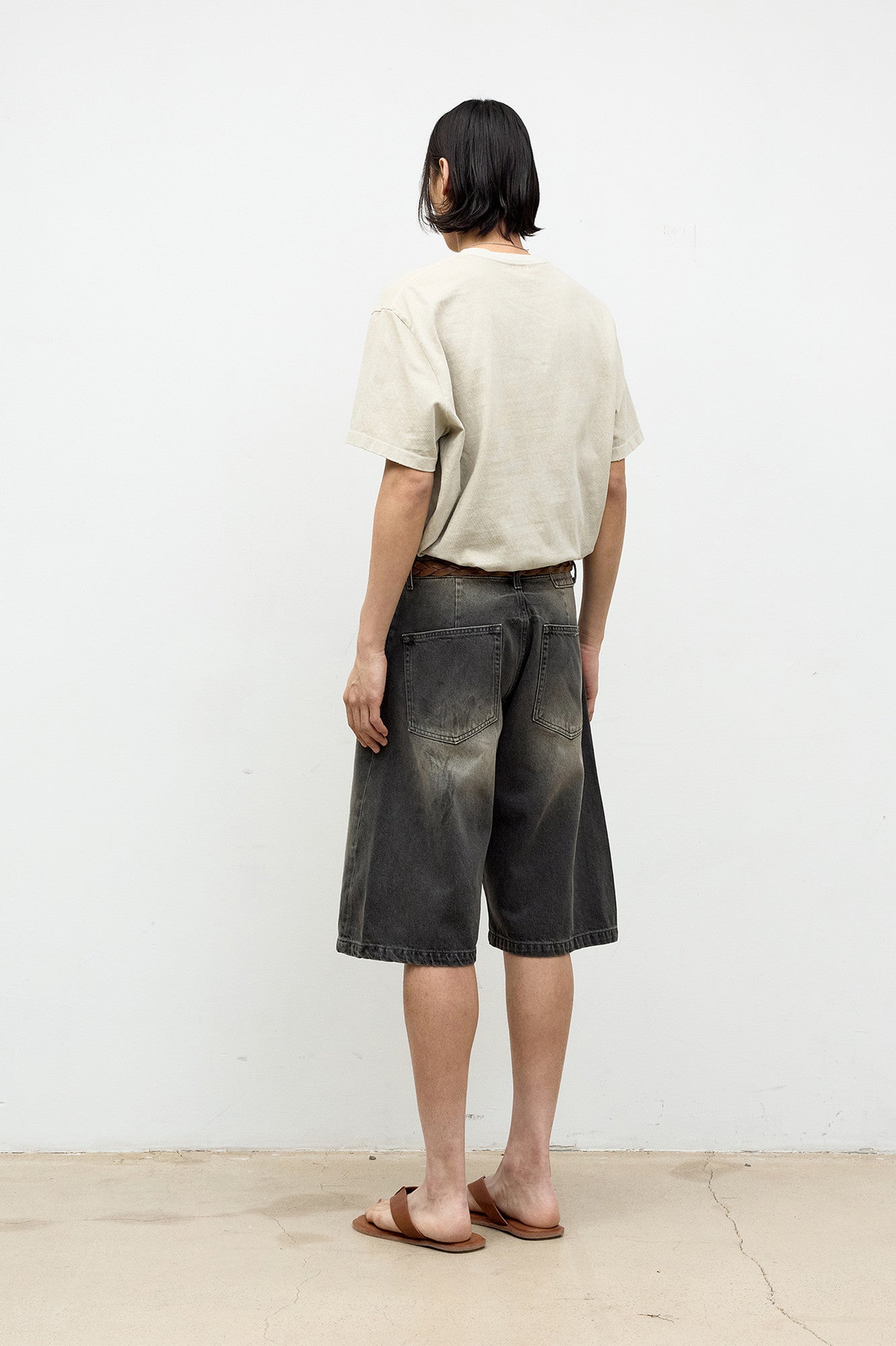 Coor - Damaged Color Dyed Crop T-Shirt (Washed Sand Beige) product image 4 | TRAB K-Fashion Australia