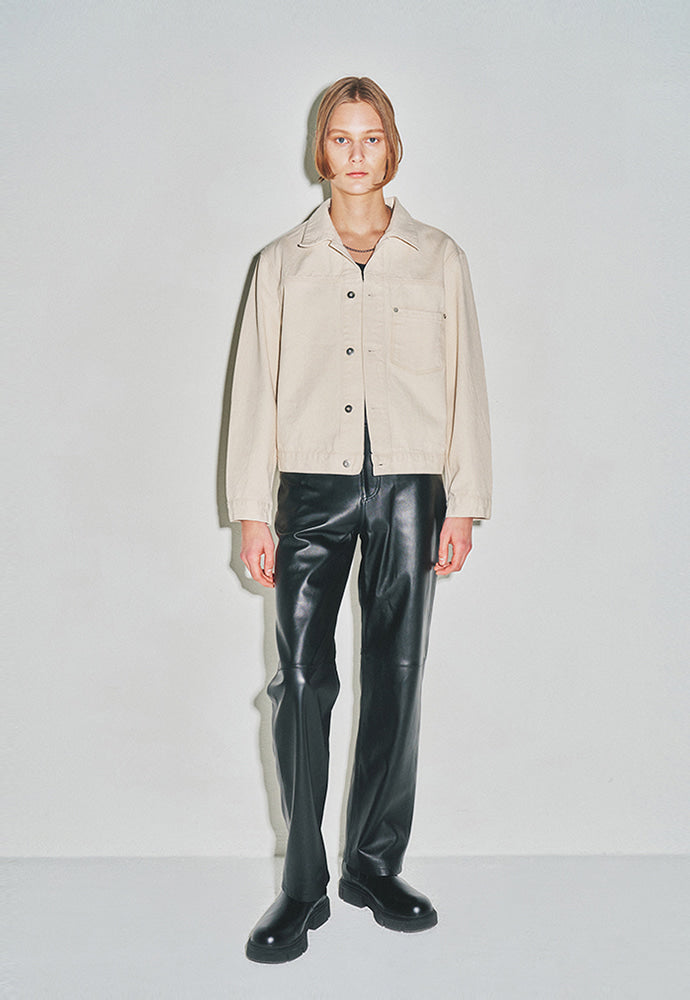 Tonywack - Cropped Single Pocket Denim Jacket (Ecru) product image 1 | TRAB K-Fashion Australia