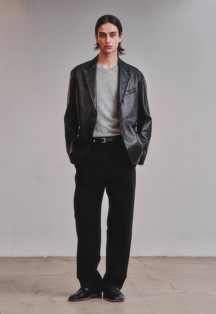 Art if acts - Vegetable Leather Cutting Blazer_Italy Lambskin (Black) product image 1 | TRAB K-Fashion Australia