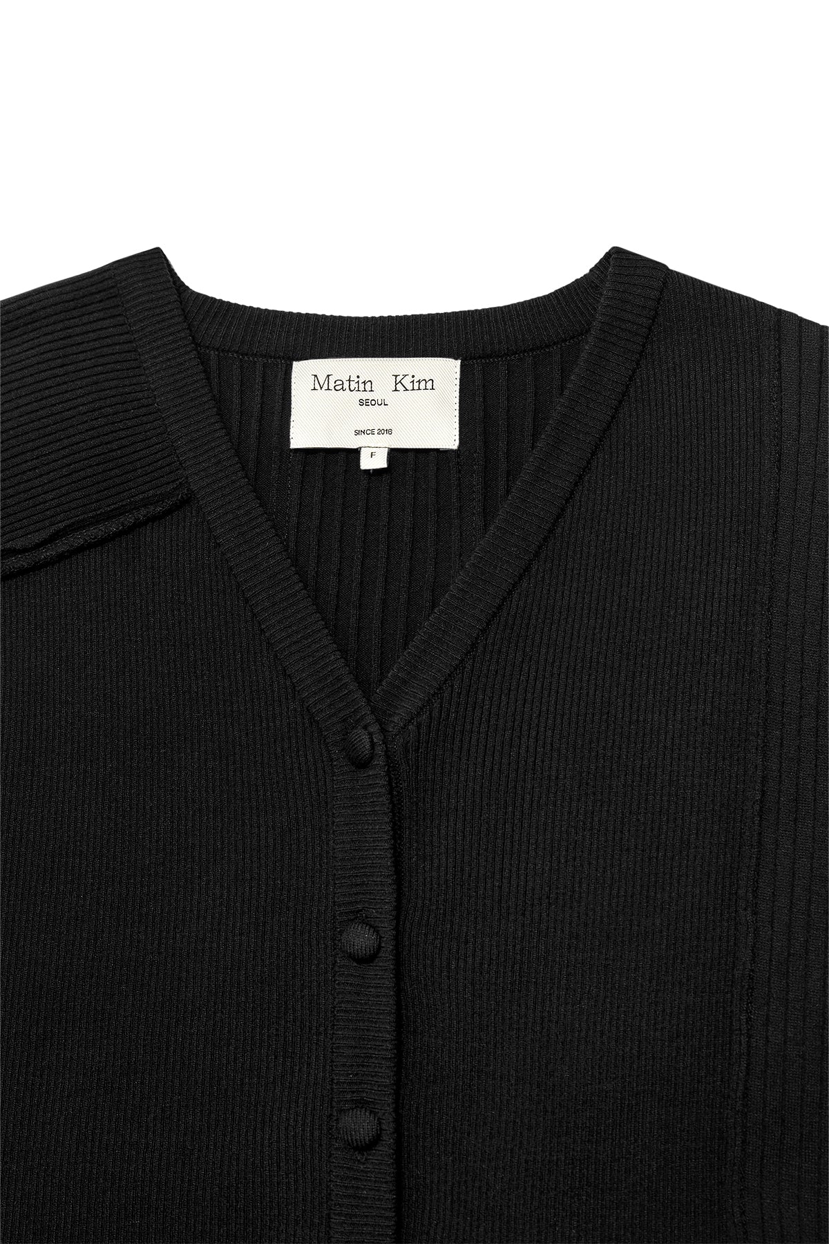 Matin Kim - Unbalance Cut Line Button Cardigan (Black) product image 3 | TRAB K-Fashion Australia