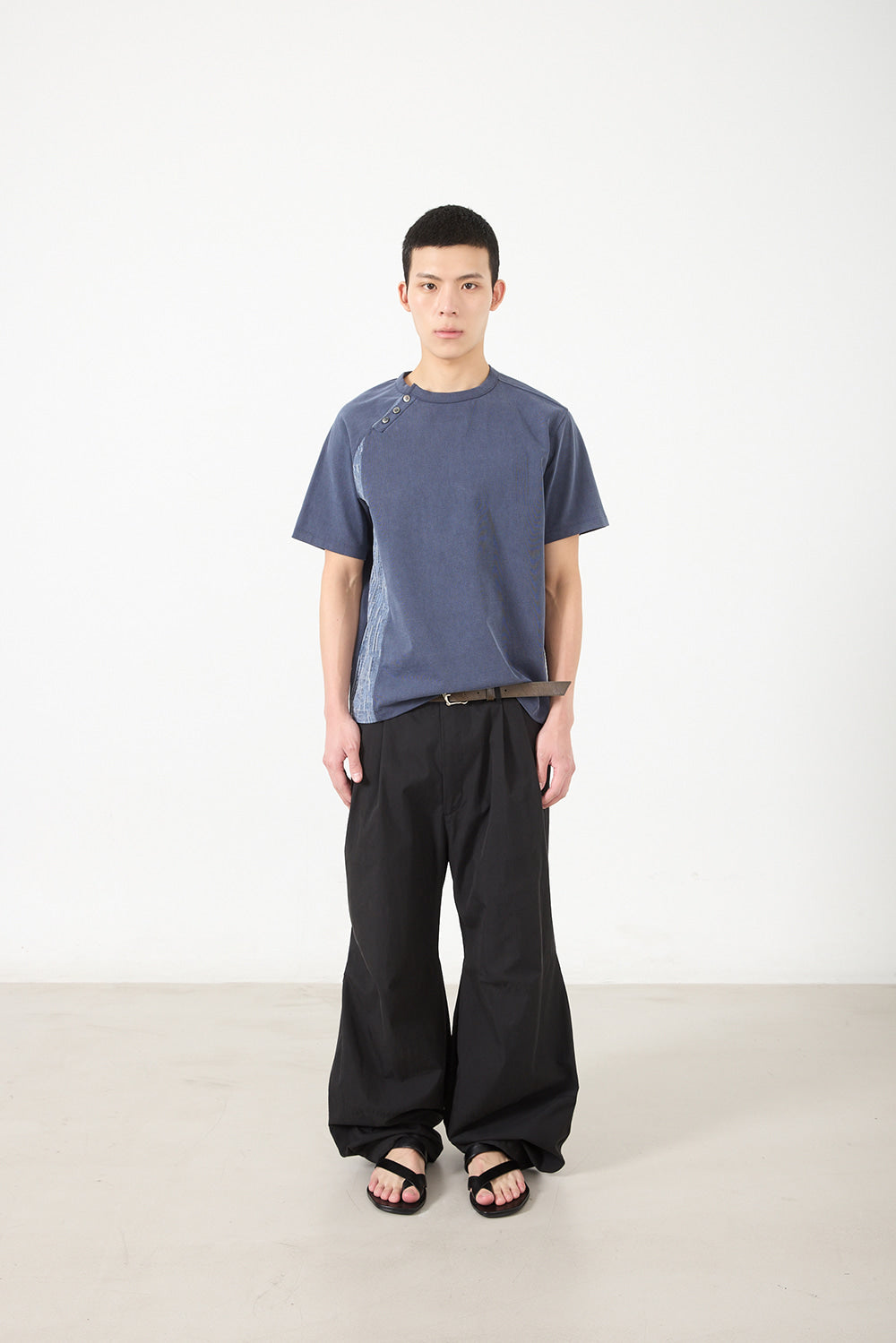 Hatchingroom - Curved Henley Neck Tee (Blue) product image 9 | TRAB K-Fashion Australia