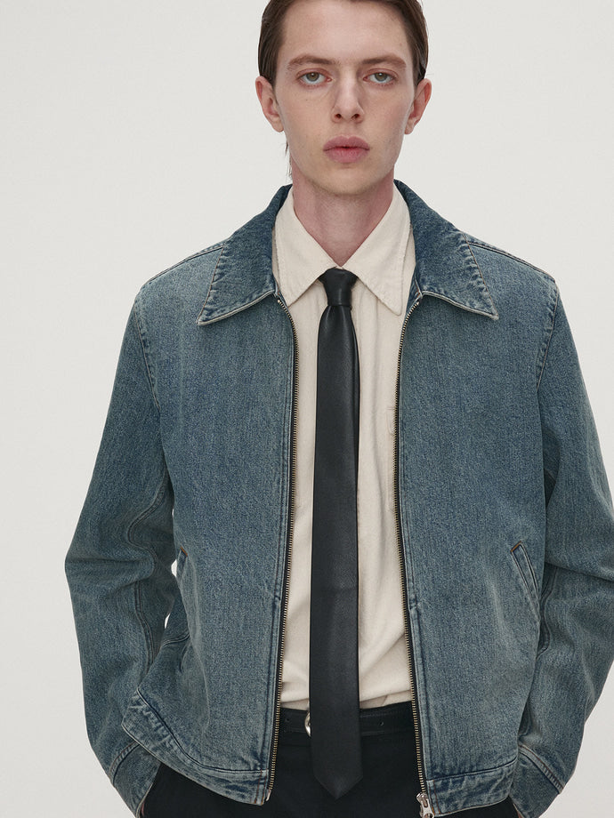 Tonywack - Denim Zippered Jacket (Washed Mid Blue) product image 1 | TRAB K-Fashion Australia