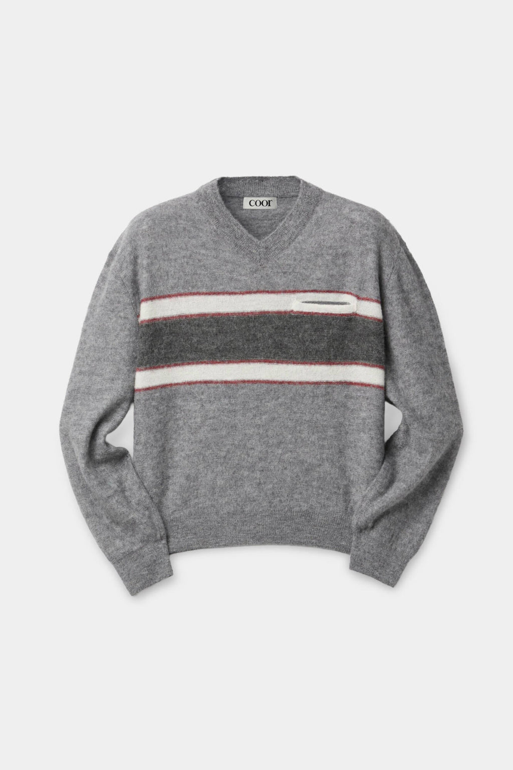 Coor - Alpaca Blend Striped V-Neck Sweater (Melange Gray) product image 1 | TRAB K-Fashion Australia
