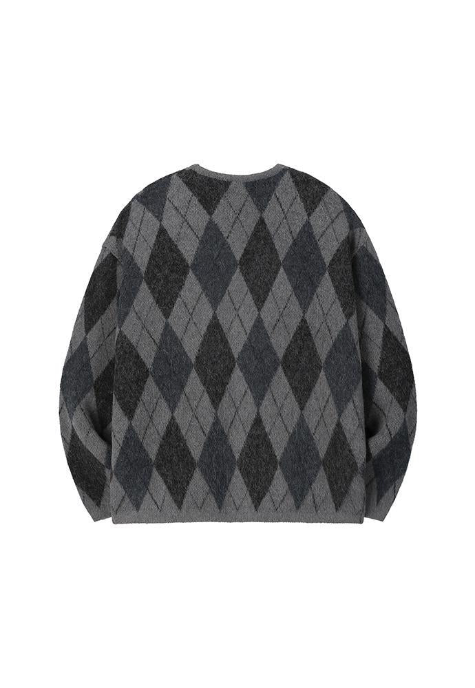 Art if acts - Mohair Argyle Cardigan (Charcoal) product image 7 | TRAB K-Fashion Australia
