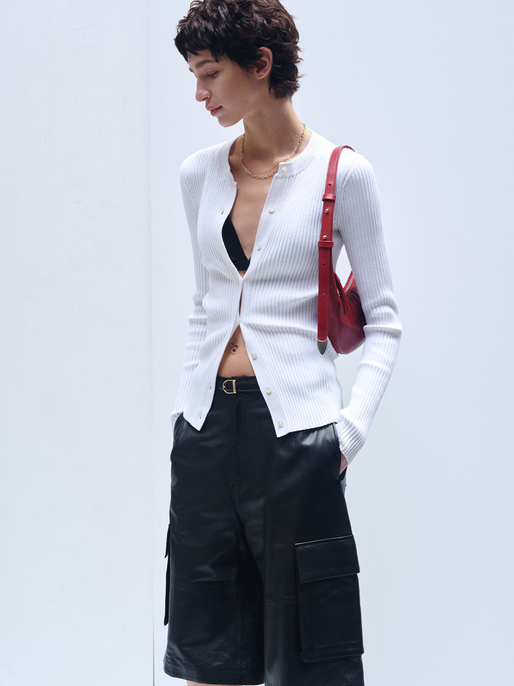 Tonywack - Silk Cotton Ribbed Button Cardigan (Off White) product image 2 | TRAB K-Fashion Australia