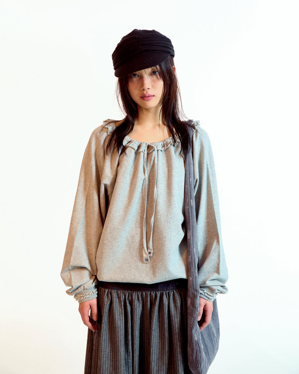 Coyseio - Double Button Stripe Skirt (Black) product image 3 | TRAB K-Fashion Australia