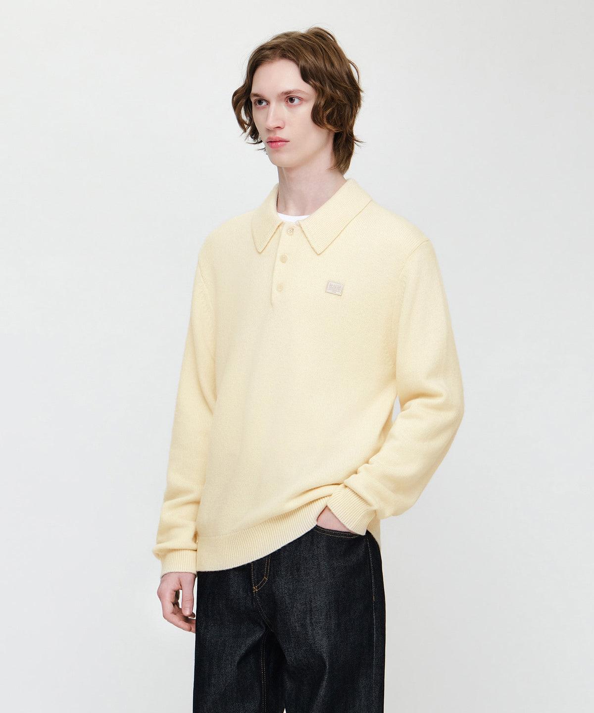 Marithe & Francois Girbaud - Small Classic Logo Collar Knit (Ivory) product image 2 | TRAB K-Fashion Australia