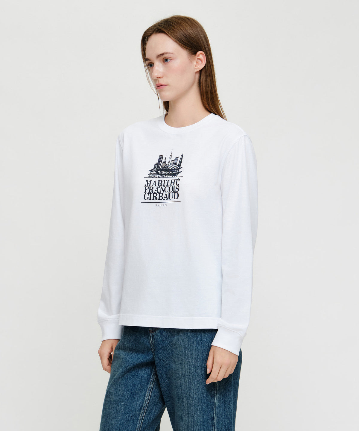 Marithe & Francois Girbaud - Seoul Exclusive Graphic Long Sleeve Tee (White) product image 2 | TRAB K-Fashion Australia