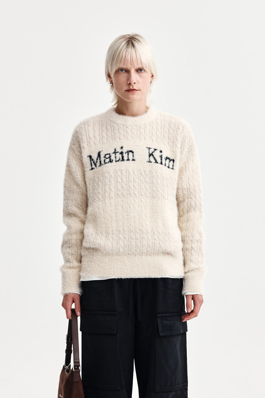 Matin Kim - Hairy Cable Knit Pullover (Light Beige) product image 1 | TRAB K-Fashion Australia