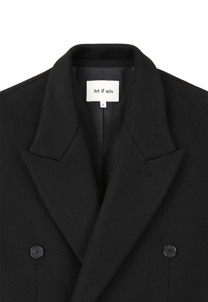 Art if acts - Leather Collar Double-Breasted Coat (Black) product image 10 | TRAB K-Fashion Australia