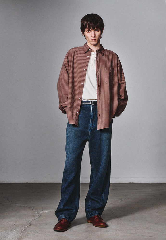 Art if acts - Garment Dyed Stripe Shirt (Brown) product image 1 | TRAB K-Fashion Australia