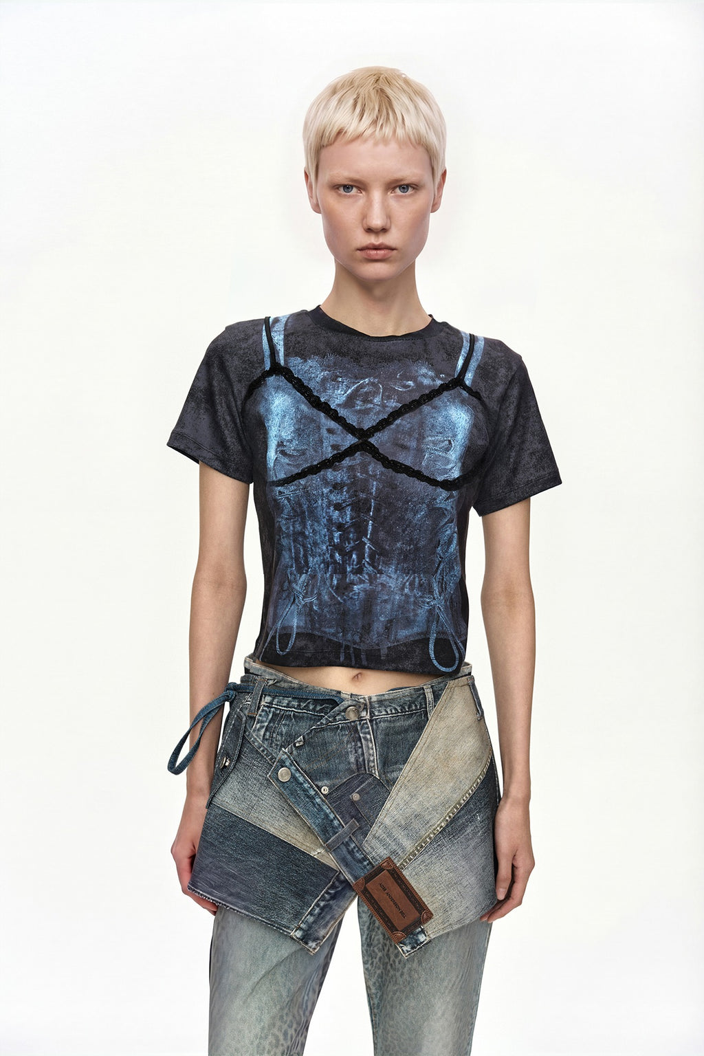 Andersson Bell - Lingerie Trompe-L'oeil Graphic T-Shirt (Charcoal) product image 1 | TRAB K-Fashion Australia