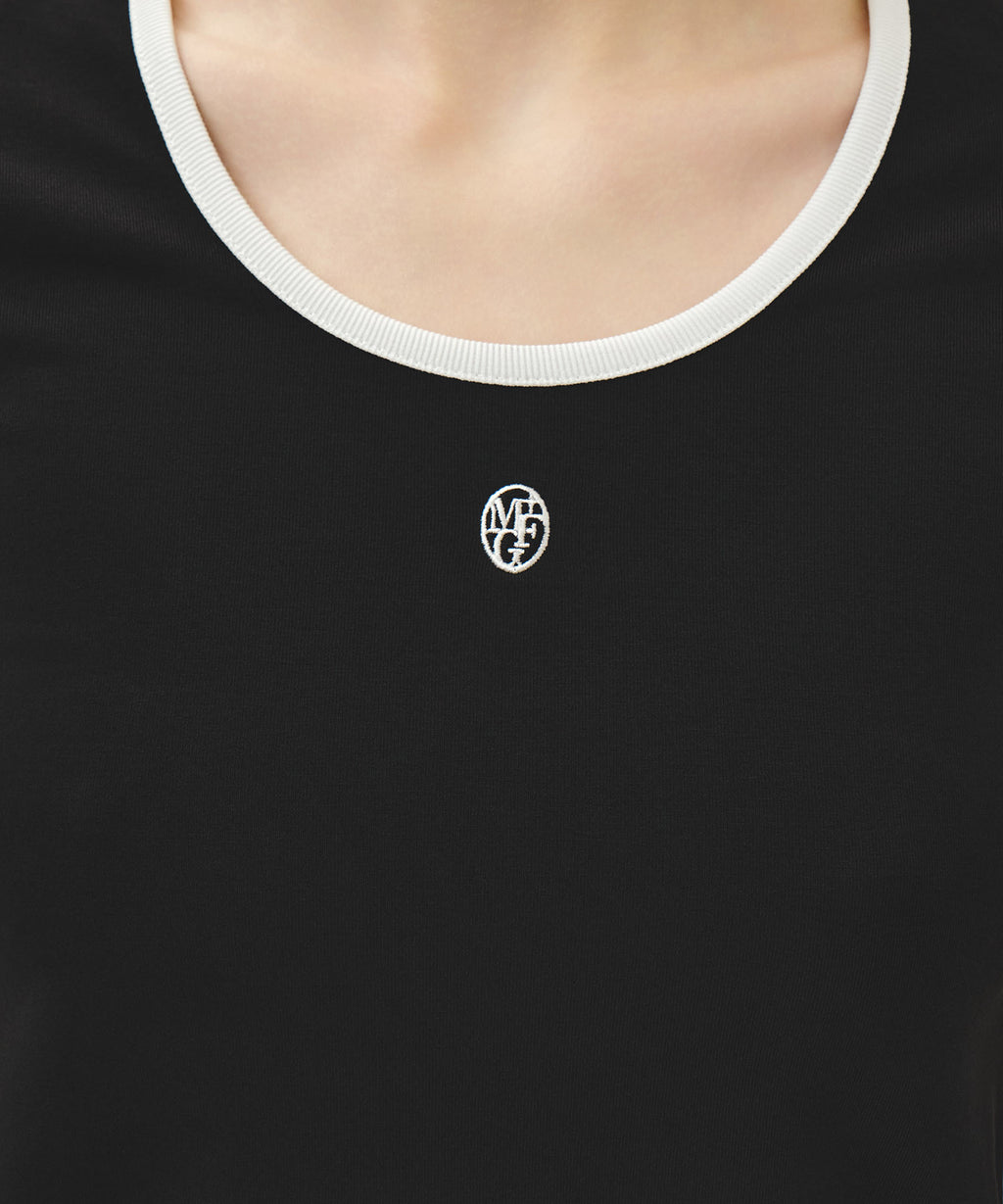 Marithe & Francois Girbaud - Deep Neck Ringer Tee (White/Black) product image 4 | TRAB K-Fashion Australia