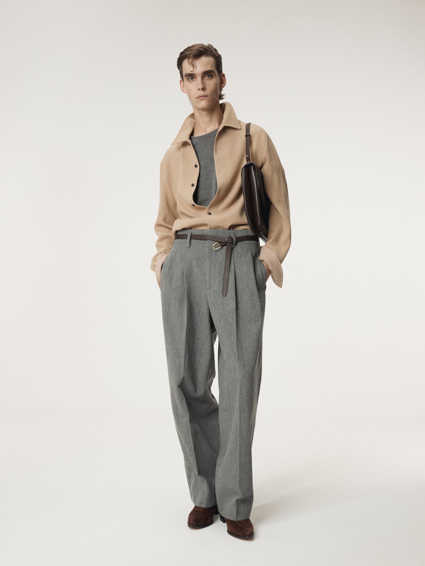 Recto - Wool Tweed Soft Shirt (Beige) product image 4 | TRAB K-Fashion Australia