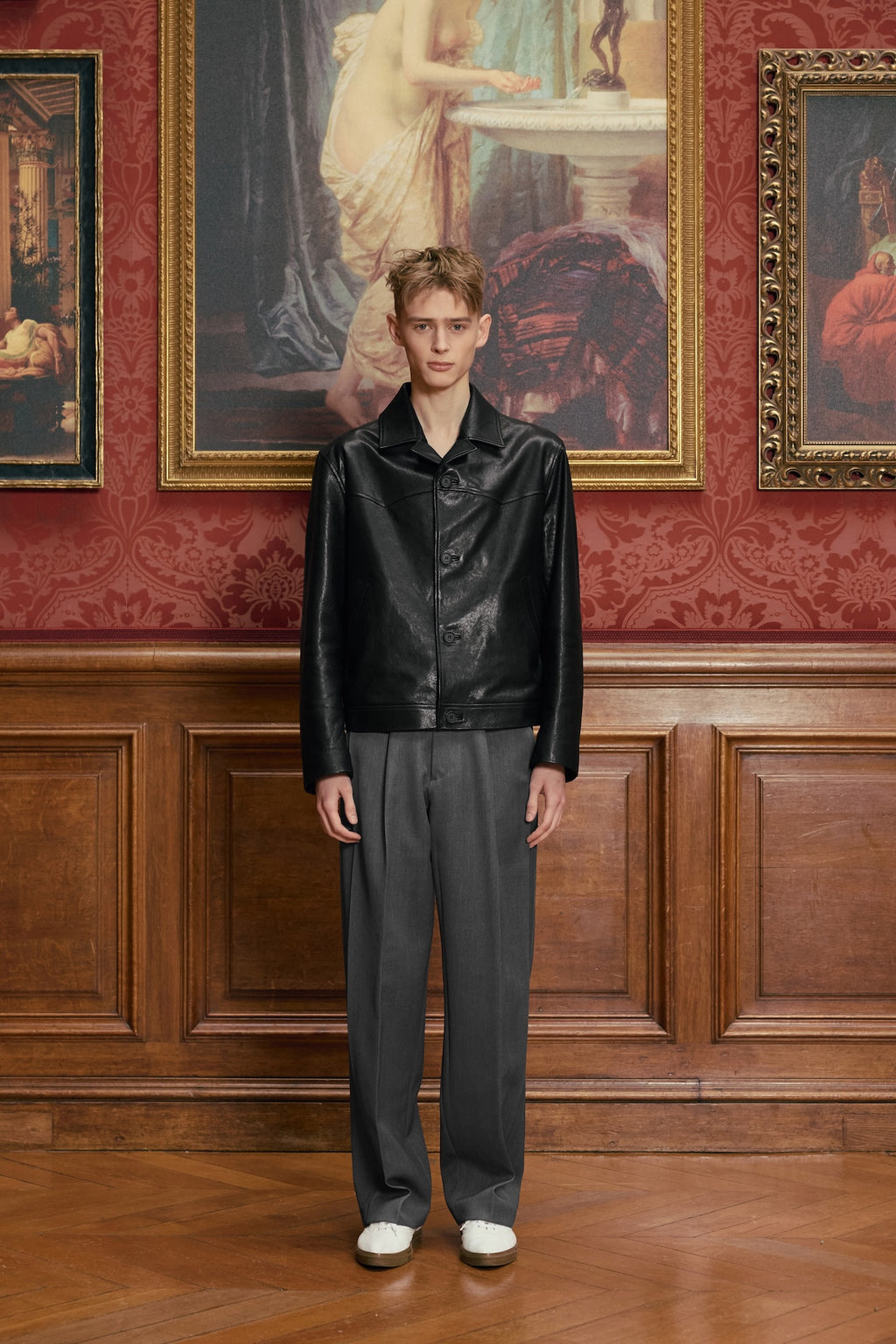 STU - Lambskin Button Leather Jacket (Black) product image 1 | TRAB K-Fashion Australia