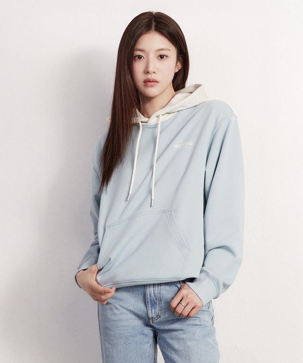 Marithe & Francois Girbaud - Regular Logo Color Block Hoodie (Light Blue) product image 1 | TRAB K-Fashion Australia