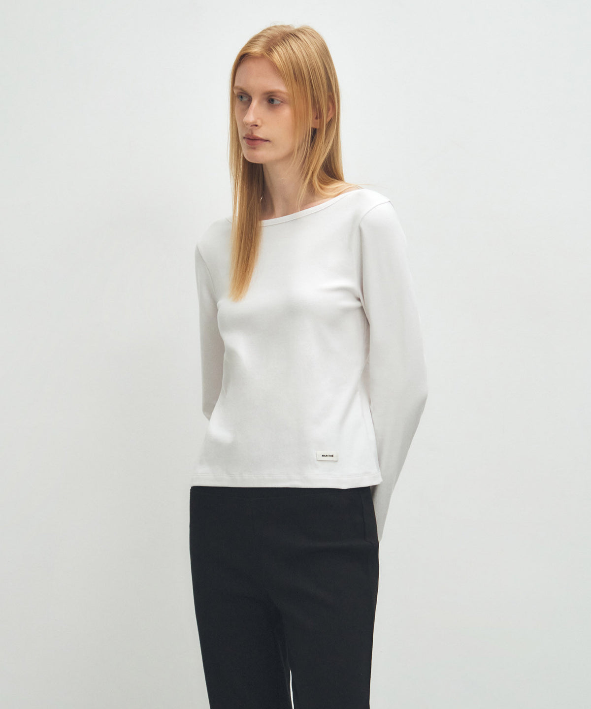 Marithe & Francois Girbaud - Basic Scoop Back Long Sleeve (White) product image 2 | TRAB K-Fashion Australia