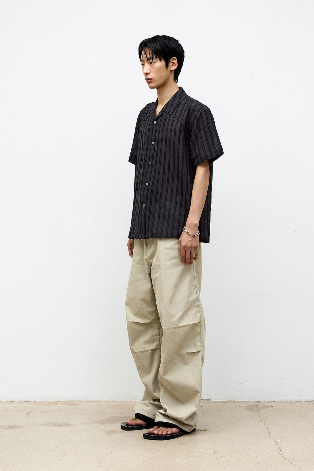 Coor - Seer Pin Open Collar Half Shirt (Black) product image 3 | TRAB K-Fashion Australia