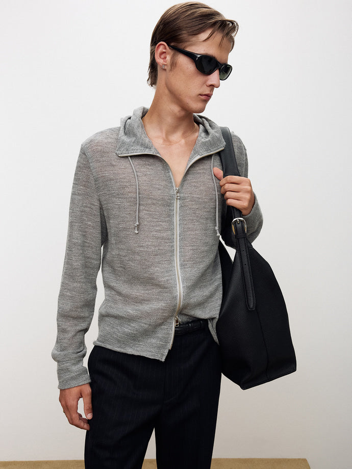 Tonywack - Light Wool Hooded Zip Jacket (Melange Grey) product image 5 | TRAB K-Fashion Australia