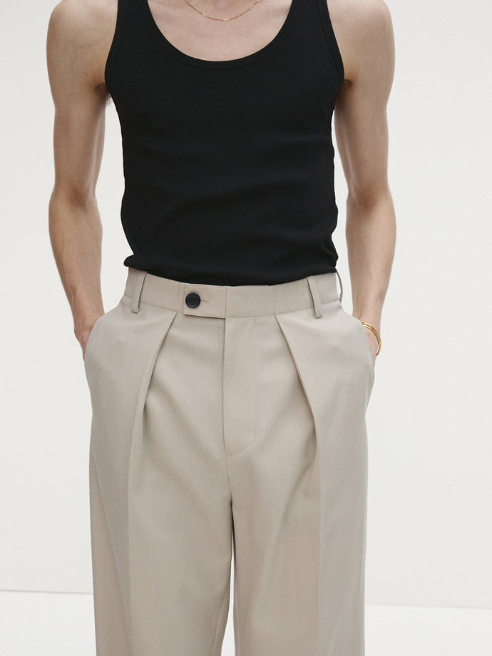 Tonywack - Wool Twill Pleated Tailored Trousers (Ivory) product image 7 | TRAB K-Fashion Australia