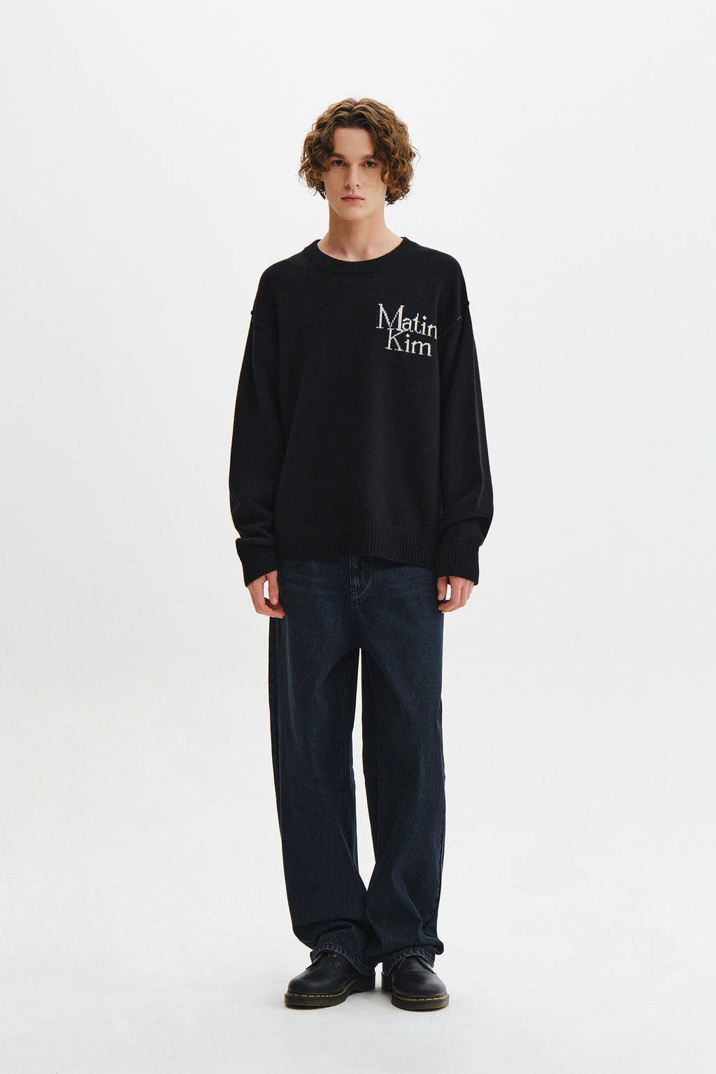 Matin Kim - Grid Logo Cashmere Blended Knit Pullover (Black) product image 11 | TRAB K-Fashion Australia
