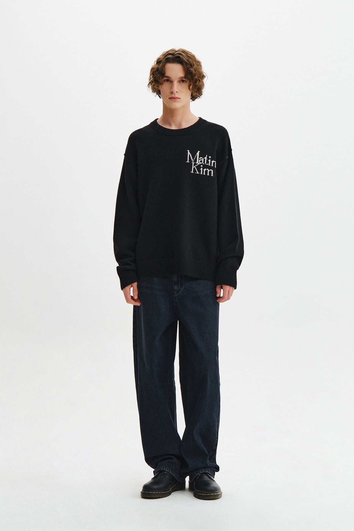 Matin Kim - Grid Logo Cashmere Blended Knit Pullover (Black) product image 11 | TRAB K-Fashion Australia