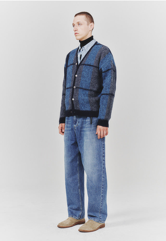 Art if acts - Mohair Ombre Check Cardigan (Dark Navy) product image 2 | TRAB K-Fashion Australia