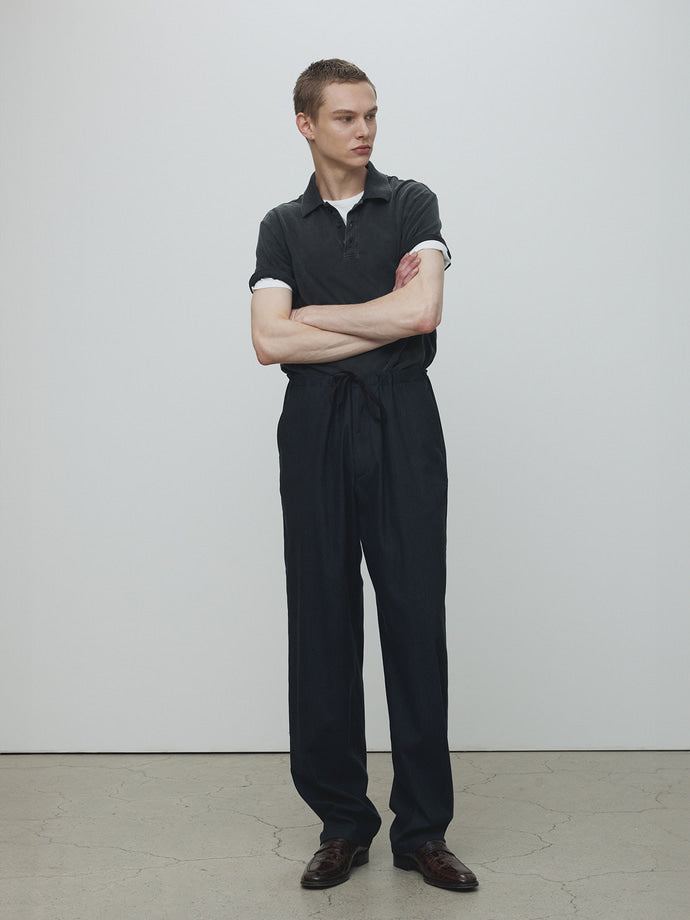Tonywack - Light Wool Cotton Drawstring Trousers (Navy Stripe) product image 6 | TRAB K-Fashion Australia