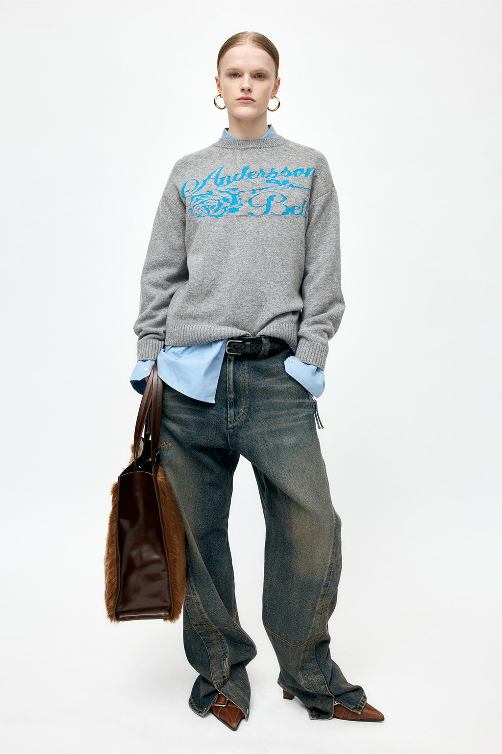 Andersson Bell - Unisex Twisted Zipper Pocket Jeans (Dusty Blue) product image 2 | TRAB K-Fashion Australia