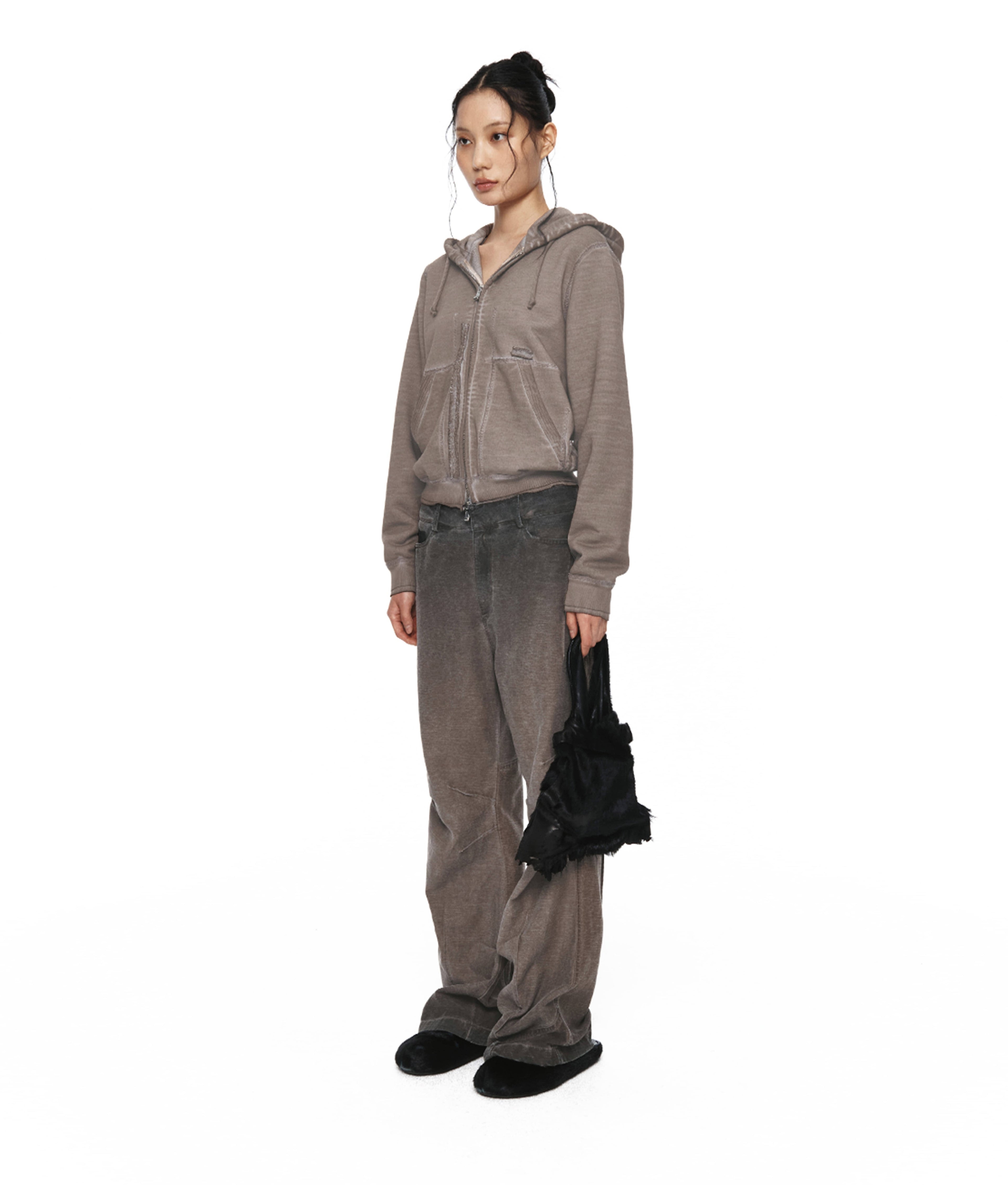 XLIM - Ep.8 Women 01 Hoodie Zipup (Washed Taupe) product image 2 | TRAB K-Fashion Australia