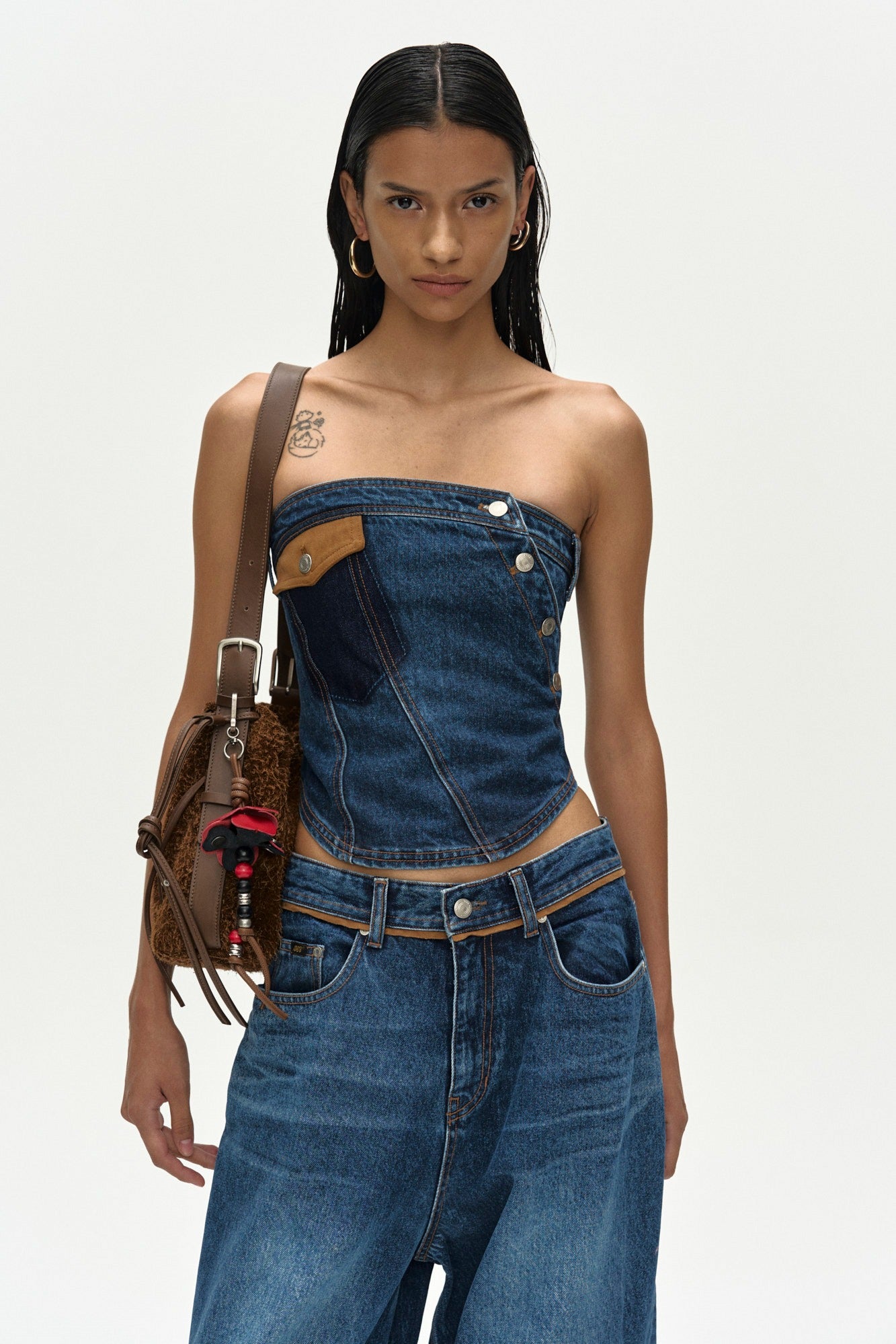 Andersson Bell - Denim Twist Bustier (Blue) product image 1 | TRAB K-Fashion Australia