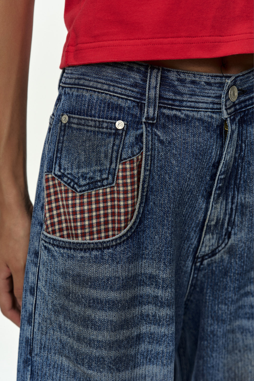 Andersson Bell - Oil Washed Rolled Up Jeans (Blue) product image 5 | TRAB K-Fashion Australia