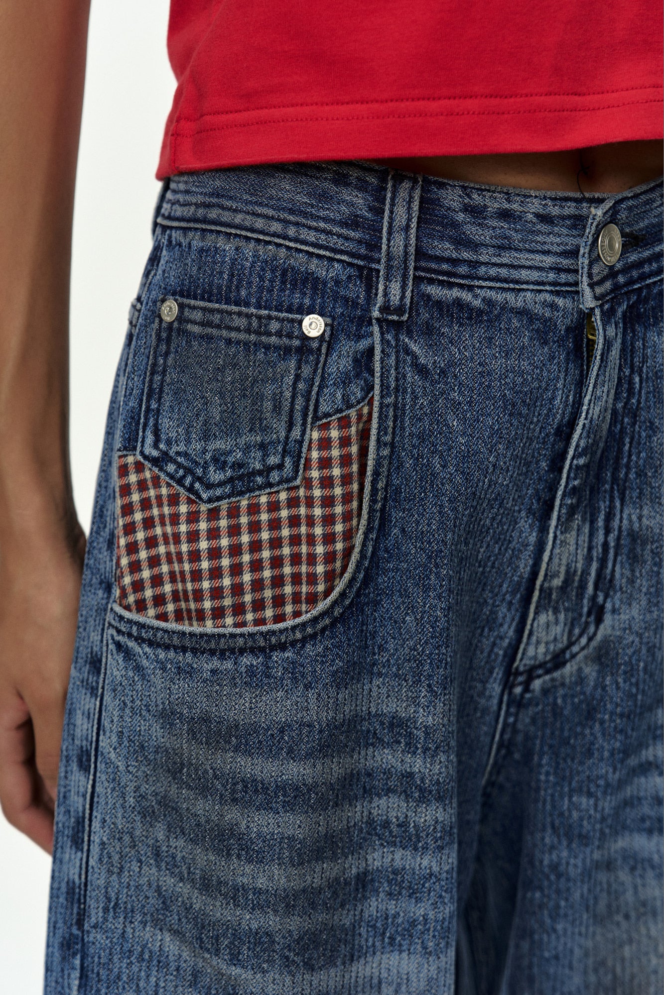 Andersson Bell - Oil Washed Rolled Up Jeans (Blue) product image 5 | TRAB K-Fashion Australia