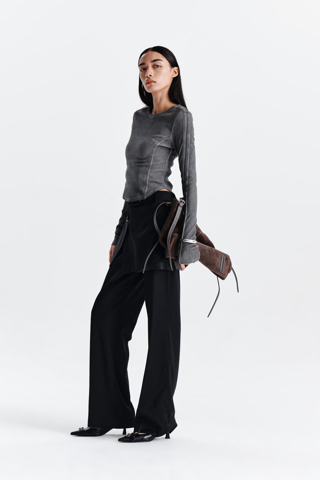 Matin Kim - Slit Point Skirt Trouser (Black) product image 9 | TRAB K-Fashion Australia