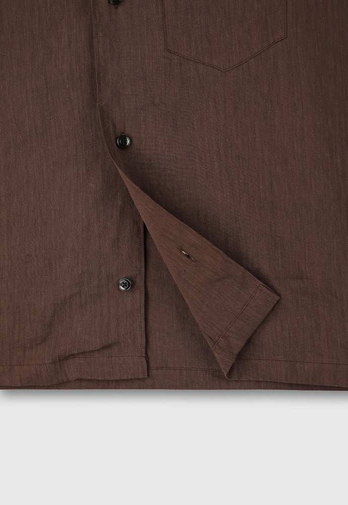 Tonywack - Cozy Linen Viscose Cuban-Collar Shirt (Penny Brown) product image 12 | TRAB K-Fashion Australia
