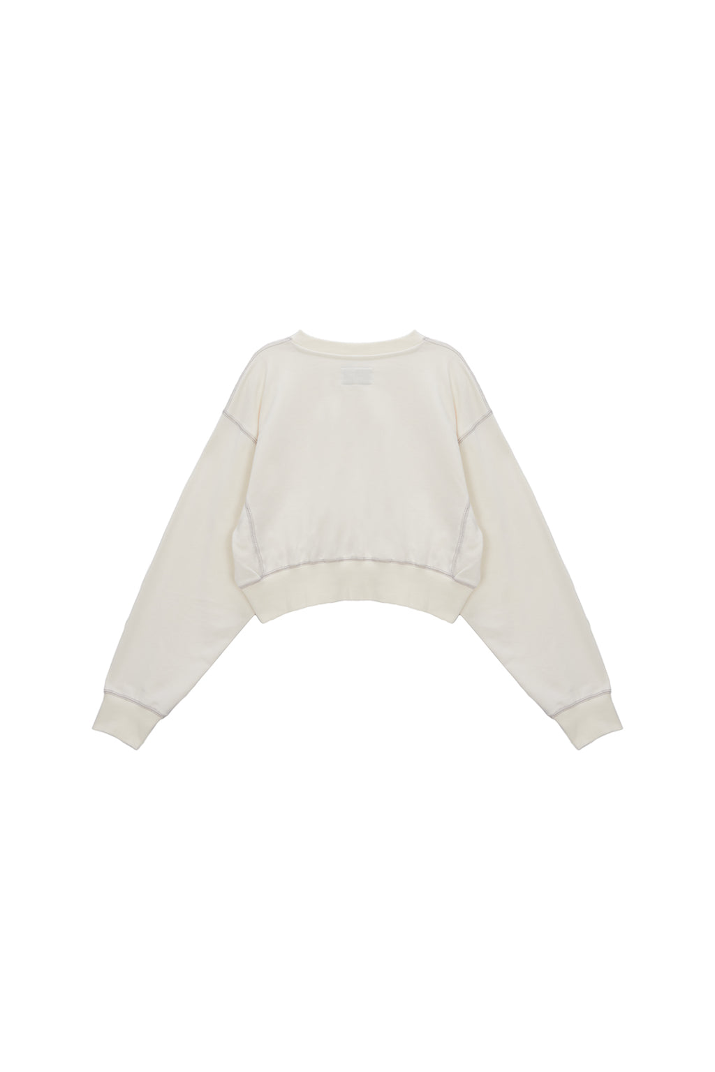 Matin Kim - Stitch Label Crop Sweatshirt (Ivory) product image 5 | TRAB K-Fashion Australia